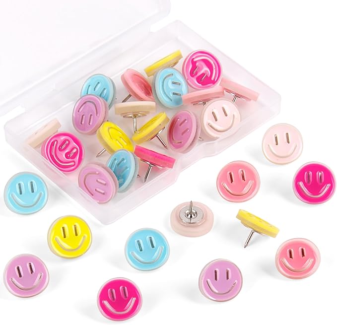 Push Pins,30pcs Push Pins for Cork Board Decorative Thumb Tacks Cute Fun Thumb Tacks Decorative for Photo Wall, Feature Wall,Map, Bulletin Board, Office or Home (Mix)