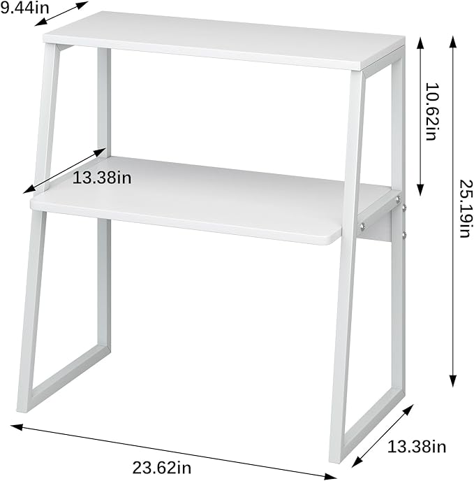 Arbuxzuy Printer Stand for Desk, Desktop Printer Shelf, 3 Tier Desk Shelf for top of Desk, Large Printer Stands Office Organization Shelves for Home Office Printer Fax Book, White