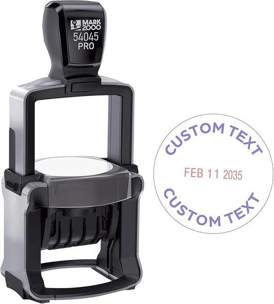 Mark 2000 54045 Professional Self Inking Round Date Stamp with Custom Text
