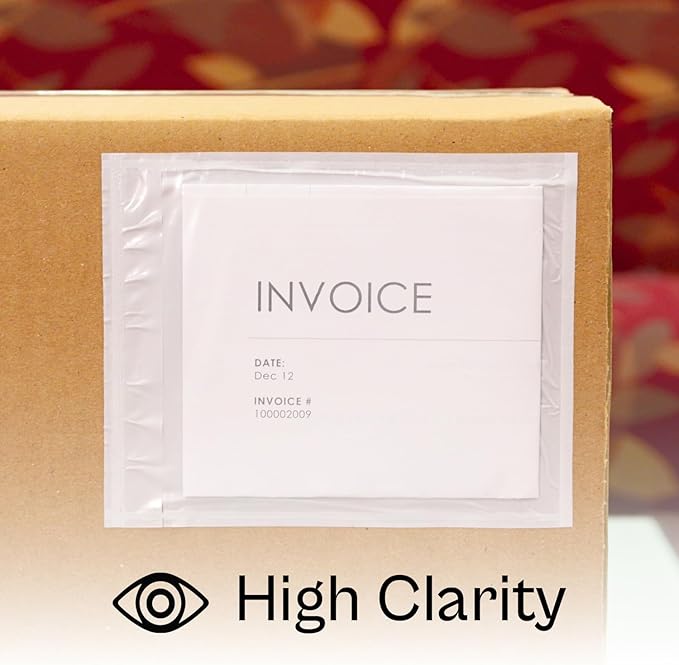 PSBM 500 PCS 10 x 12 Inch Clear Blank Packing List Envelopes, Shipping Documents Pouches/Sleeves for Mailing Labels, Invoices, Documents and Packing Slips
