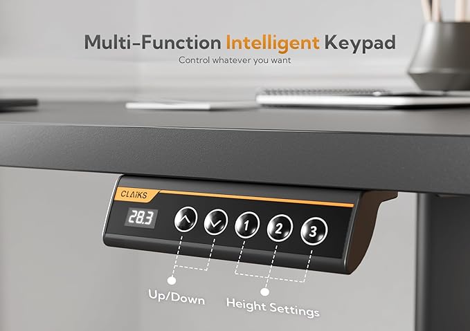 Claiks Standing Desk with Drawers, Electric Standing Desk Adjustable Height, Sit Stand Desk Computer Workstation, 40 Inch, Black