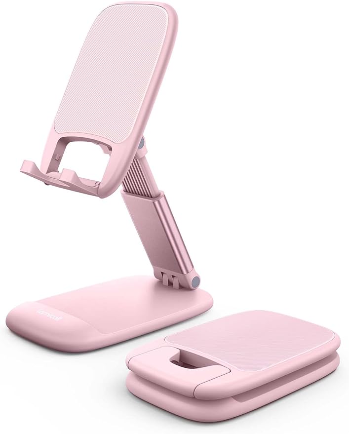 Lamicall Pink Phone Holder, Desk Accessories - Rose Gold Pink Office Cell Phone Holder, Desktop, Office Desks Accessories, Desk Decor for Women, for iPhone, 4-8'' Phone