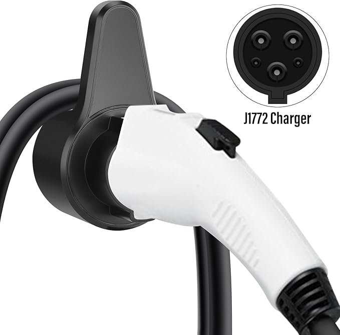 J&D EV Charger Holder for SAE J1772 Charger, EV Type 1 Plug Holder Wall Mount Charging Cable Organizer Wall Bracket Charger Holder for J1772 Connectors, Electric Car Charger Holster Dock