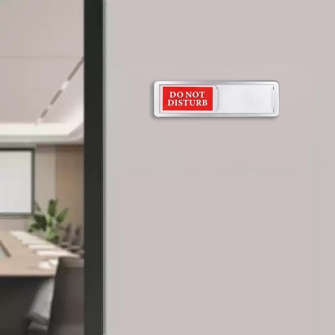 Do Not Disturb/Welcome Door Sign, Sliding Privacy Indicator for Home Office Restroom Conference Hotel Hospital, 7x2 Inch Slider Door Sign (Silver）