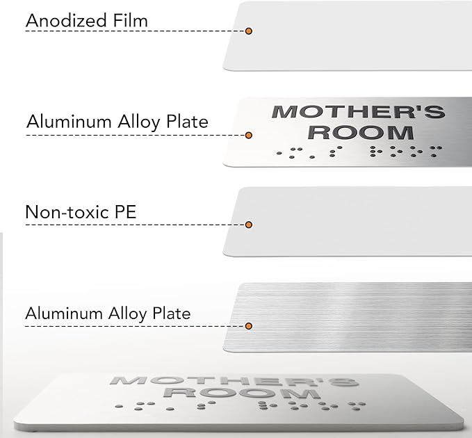 Custodian Signs for Business and Office Sign, ADA Signs with Raised Text & Grade 2 Braille, Easy Installation with Adhesive Pad – Brushed Aluminum/Silver