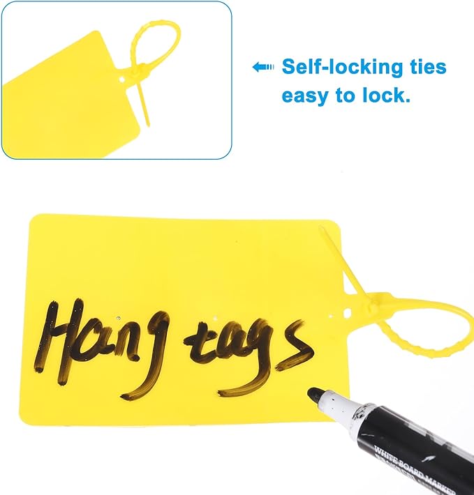 MECCANIXITY Plastic Seals Shipping Tags, for Basket Labels Cable Labels Tags Product Identification Tags, Logistics Marking, Outdoor Tagging, 3.1x3.9 Inch Yellow 50Packs