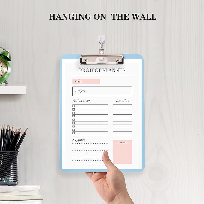 TFDLCG zm 2 PCS Clipboards with Pen Holder,Standard Letter Size A4,Heavy Duty Clip Boards 8.5x11,Cute Clipboards for Women Kids Students,Nurses,School Office Home Supplies,Light Blue