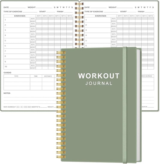 Fitness Journal for Women & Men,A5 Workout Journal/Planner Daily Exercise Log Book to Weight Loss, Gym, Muscle Gain, Bodybuilding Progress, 5.8"x8.3", Green