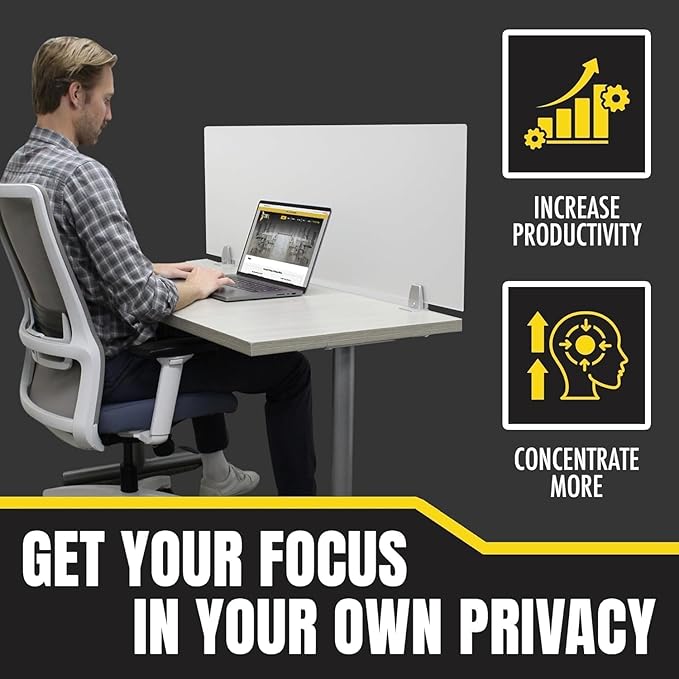 OBEX Frosted Acrylic Desk Mounted Privacy Panel, 12" x 36", Frosted