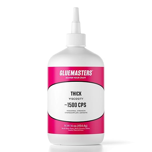 Glue Masters Pro Line - 16 OZ - Professional Grade Cyanoacrylate (CA) Super Glue by Glue Masters - Thick 1500 CPS Viscosity Adhesive for Woodworking, Scale Modeling, Fabrication, 3D Printing and More