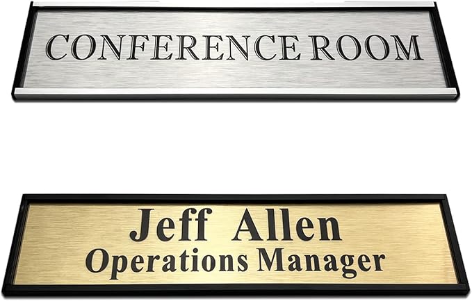 SINKAA Personalized Name Plate for Door or Wall, 2 x 8 inch Custom Office Aluminum Door Name Plates with Two Lines Custom Text, Office Gifts for Coworkers Boss Teacher, Employee Appreciation Gifts