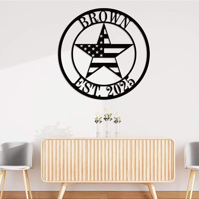 Personalized Texas Star Family Name Sign,Metal Star,Texas Home Decor,Custom Metal Sign，Father's Day Gift，Monogram Wall Decor