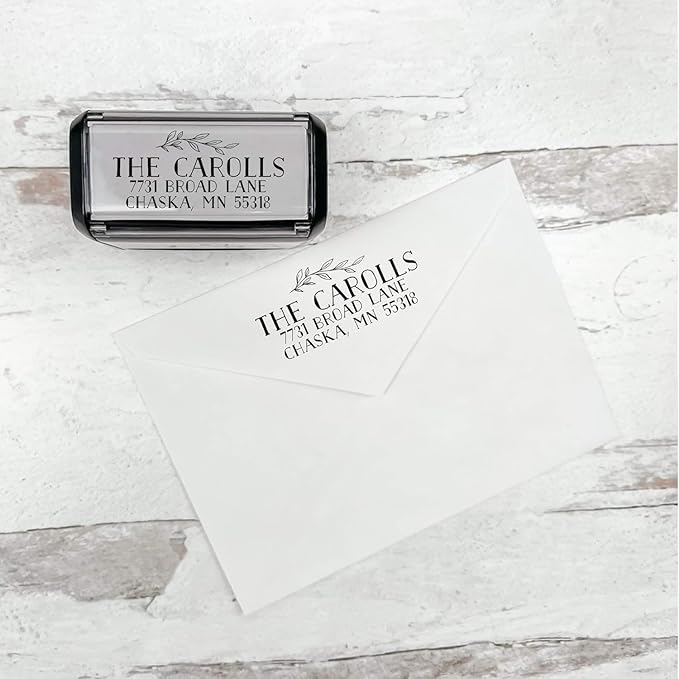 Self Inking Modern Address Stamps | Custom Return Address Stamper (Bold Branch, Medium)