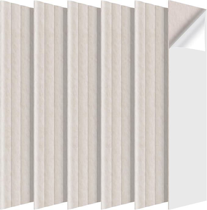 Tao.space 6 Pack Acoustic Panels 3D Wave Sound Proof Foam for Walls, 47.2"x11.8" Self-Adhesive Sound Absorbing Panels for Noise Reduction in Home Office & Studio, Decorative Wall Tiles (Camel)