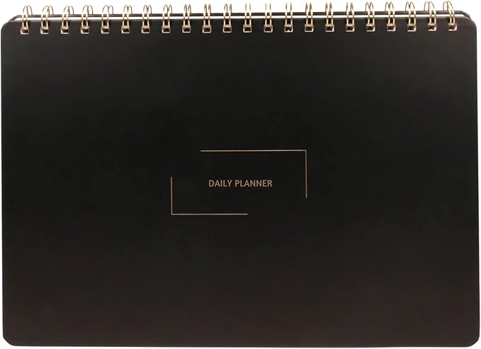 Merely Home Undated Daily Planner | 8.25” x 11.75” Work To-Do Notebook | ADHD Academic Organizer | Multi-Layout | Men and Women Planner | College Supplies | Black | Landscape Layout