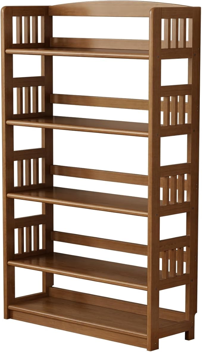 AnywaysWood 5-Tier Solid Wood Open Bookcase,Modern Display Bookshelf,Farmhouse Wide Etagere Bookcase, Freestanding Storage Cabinet for Study Room Office Living Room Flower Rack
