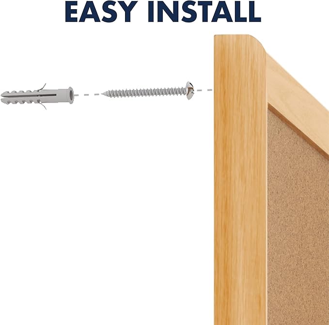 Quartet Cork Board, Bulletin Board, 4' x 3' Corkboard, Oak Finish Frame (304)