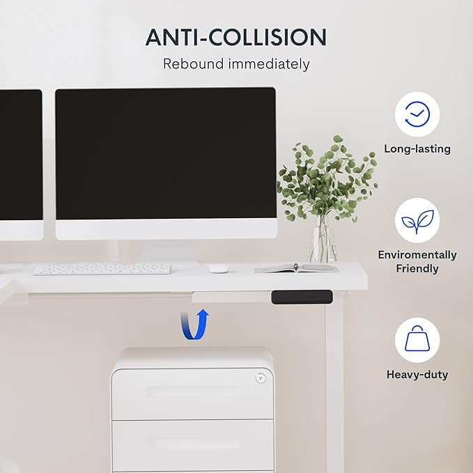 FLEXISPOT L Shaped Standing Desk, 63 x 55 Inch Electric Height Adjustable Corner Desk, Sit Stand Computer Workstation, Preset Controller, Home Office, White Frame with White Top