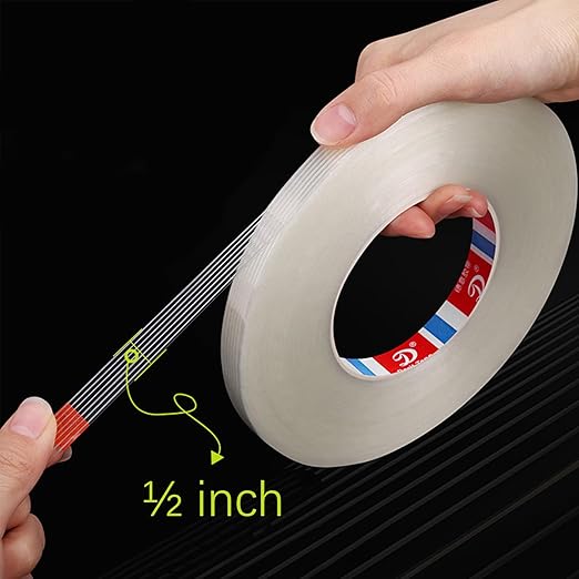 KAIY Strapping Tape 3 Roll, 1/2 inch x 60 yds Fiberglass Reinforced Packing Tape Heavy Duty, Wearproof Tape,100 lbs per inch Tensile Strength