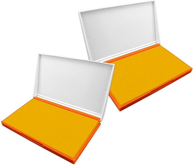 2 Pack Plastic Case Stamp Pad Large Size, Dark Yellow Color - Size: 4" x 7" - Choose from 15 Ink Colors