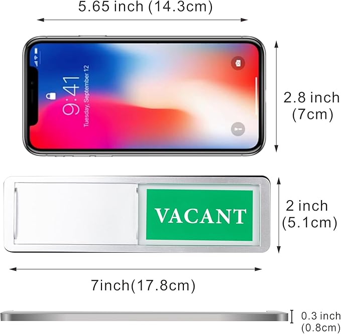 Vacant Occupied Door Sign Sliding Indicator, Privacy Sign for Office, Restroom, Conference Room, Home, Hotel, Hospital – Red Green Reversible Room Status Door Slider