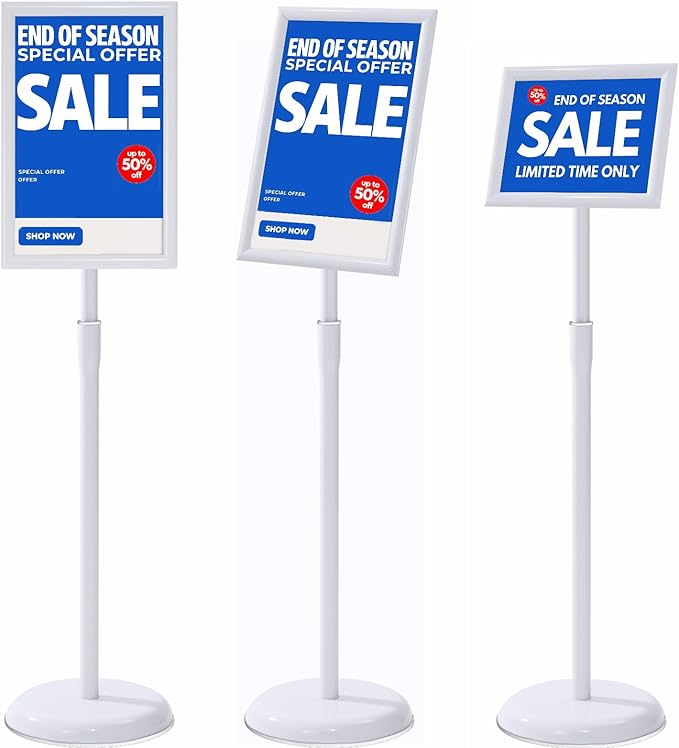 YIYO sign stand，floor sign holder poster stand heavy duty pedestal signage stand for display (WHITE, 11*17)