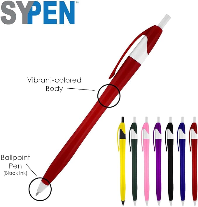 SyPen Personalized Pens With your Custom Logo or Text-1000 Pack Bulk-for Businesses, Parties, and Events, Custom Printed Slim Ballpoint Click Pens, Blue Barrel Colors, Black Ink