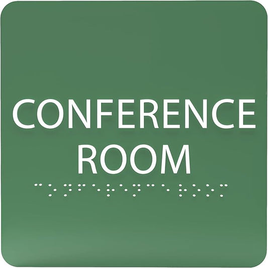 ADA CENTRAL SIGNS - 6" X6" Conference Room Sign- ADA Compliant Tactile Graphics Grade 2 Braille Text Acrylic Wall Signs - Authorized Personnel Only, Meeting Privacy Door Sign for Schools, and Offices