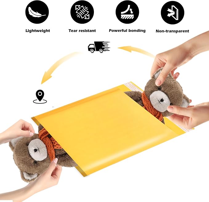Ctarsthome 105Pack Yellow 6x10inch Kraft Bubble Mailers Small Business Mailing Packages Self-Sealing Paper Envelopes, Mailer Shipping Padded Envelopes with Strong Adhesion for Jewelry Makeup Supplies