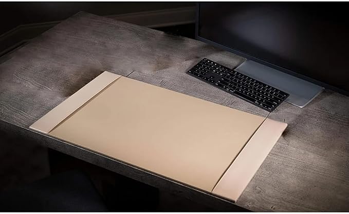 DACASSO Bonded Leather Desk Set - Luxury Leather Desk Pad & Desk Organization Essentials (White Latte, 5 Piece)