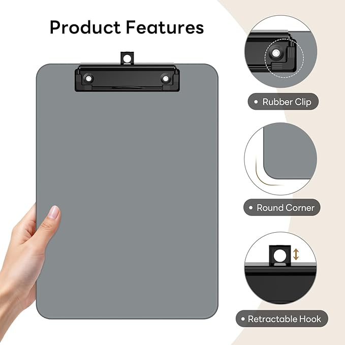 Zoenley A4 Plastic Clipboard Set of 12, Morandi Colorful 12.5 x 9 Letter Size for Classroom, Students, Teacher, Nurse, 8.5 x 11 Clip Board with Low Profile Black Clip, Office & School Supplies