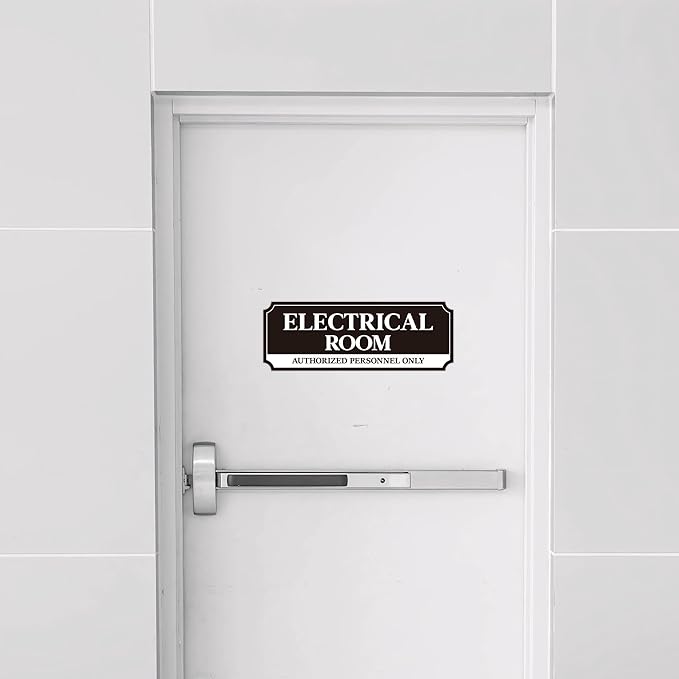 Electrical Room Door Sign for Business，Self-Adhesive Durable Modern Electrical Closet Room Sticker for Home, UV and Weather Resistant Authorized Personnel Only Signs for Business ，Workplace