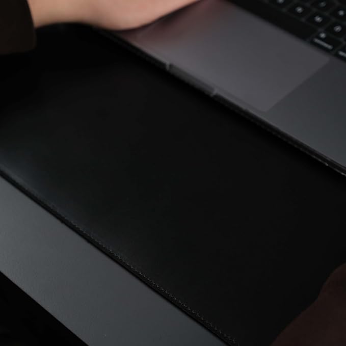 TORONATA Jersey Genuine Calfskin Leather Desk Pad, Office Desk Mat with Non-Slip Bottom, Smooth Surface for Mouse & Keyboard, Desk Protector (36x19 inches) (Black)