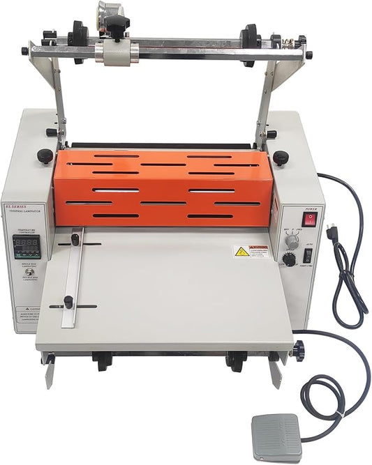 Yokoma 14.17in Electric Thermal Laminator with Steel Roller and Metal Structure, Commercial Hot/Cold Laminating Machine Paper Poster Single or Dual-Side Lamination with Toothing Cutter