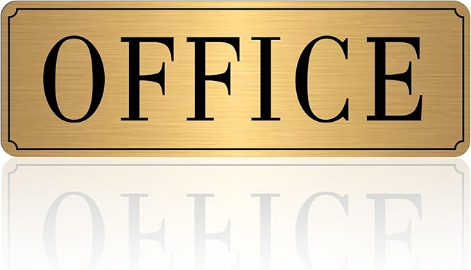 The Office Sign for Home and Business Door，Self-Adhesive Waterproof and Fade-Resistant Brushed Gold Office Sticker for House，Business，Door, Window