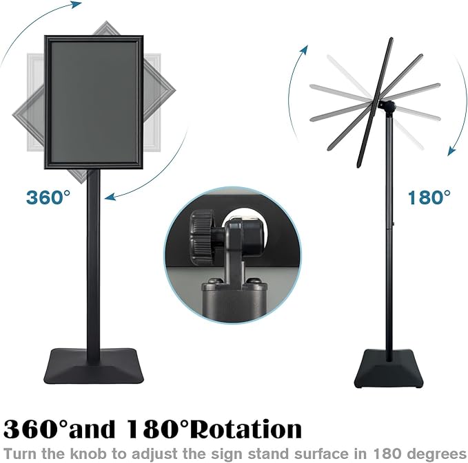 Golemas Sign Stand for Display, 11lbs Integrated Rod Heavy Duty Pedestal Floor Signage Stand Holder, for Outdoor or Indoor Advertising (8.5 x 11, Black, 3Pack)
