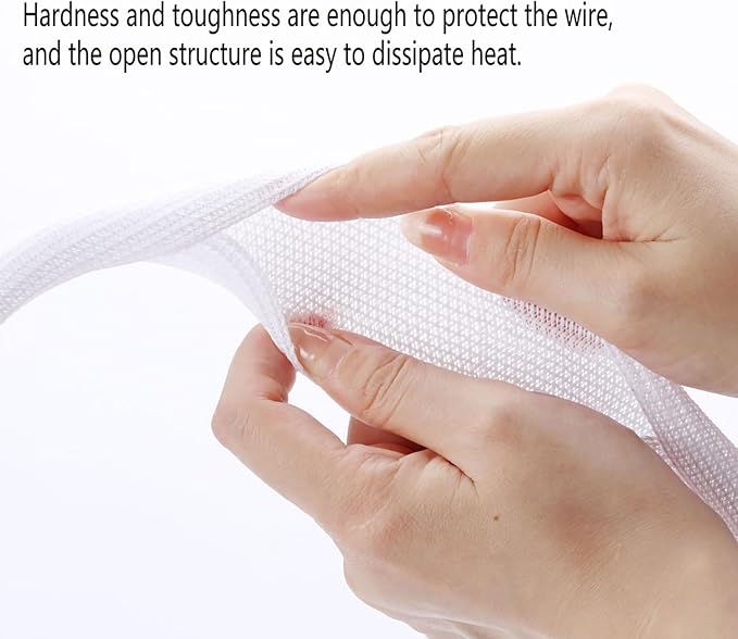 QCSIW 1/2 inch x 50ft Split Sleeve Wire Loom Tubing - Durable Cord Protector for USB, Power Cords, Audio/Video Cables | Chew-Proof Cable Sleeve to Protect Pets & Wires | Easy Installation, White