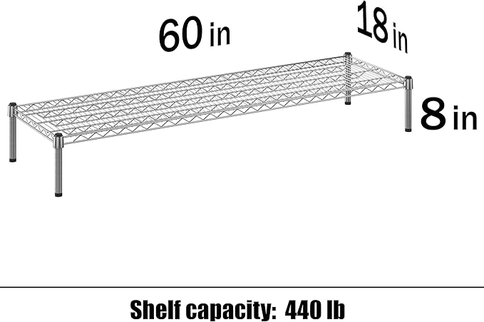 Regal Altair 18" Deep x 60" Wide x 8" Height Wire Shelving Kit | 1-Tier | NSF Commercial Storage Rack Unit