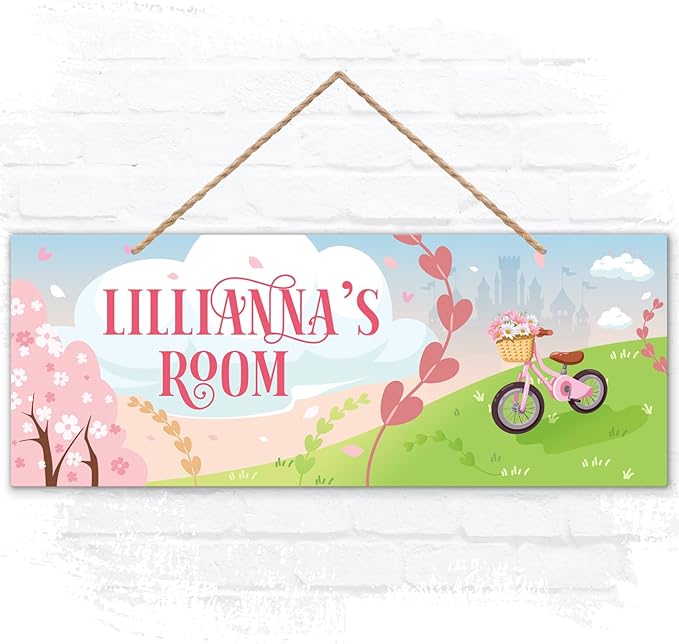 Custom Girl/Boy Name Sign Personalized Children Decor Bedroom Sign For Kids Room, Christmas Gift, Castle Tent, Wall Sign 5x13 Inches, ACM, Made in USA