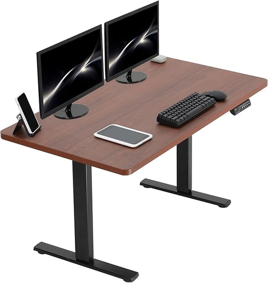 VIVO Electric 43 x 24 in Standing Desk, Memory Height Adjustment, 1B Series, Holds 220 lbs, Dark Walnut Top, Black Frame, DESK-1B4D