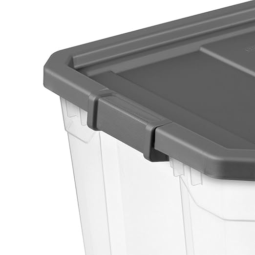 Sterilite 8-Pack Modular Stacker Box, Durable Clear Plastic Storage Bins with Latching Lids, 108 Quart - Stackable Organizing Container Boxes for Closet, Bathroom, and Office