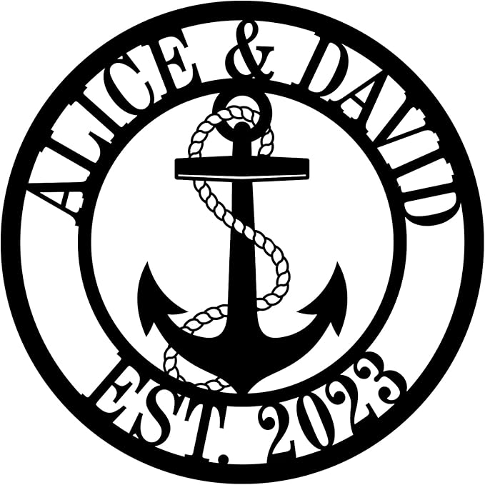Personalized Nautical Decor, Custom Metal Sign, Anchor Family Name Sign,Nautical Wall Decor, Anchor Custom Name and Date Metal Sign
