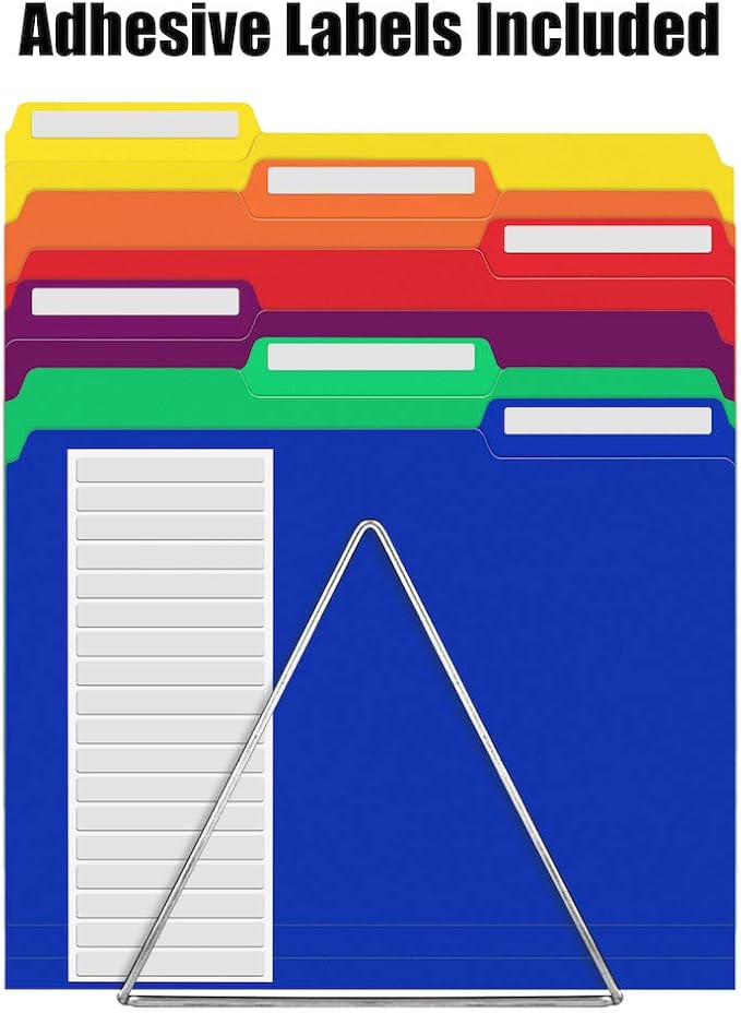 Sooez 6 Pack Plastic File Folders Colored with Sticky Labels, Heavy Duty Plastic Colored File Folders Letter Size with Erasable 1/3-Cut Tab, Stronger Than Manila File Folder, Perfect for Organization