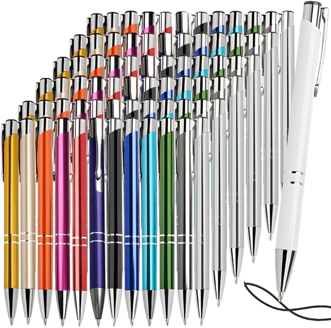 Yucold Customized ballpoint pens in bulk, personalized ballpoint pens with free engraving, for use in companies, enterprises, graduation anniversaries (Silver,39)