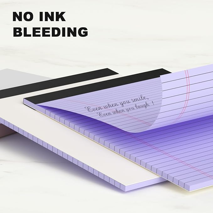 AILZFEI Colored Legal Pads 8.5 x 11 Note Pads, Wide Ruled Sturdy Back Writing Pads 30 Sheets/Pad, 20lb Colored Paper, Perforated Notepad with Sturdy Back (4 Pads)