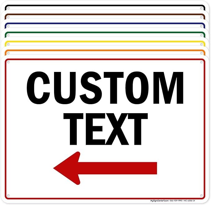 Custom Arrow,Custom Directional Sign, Left Arrow,10x14 Inches, Rust Free .040 Aluminum, Fade Resistant, Made in USA by My Sign Center
