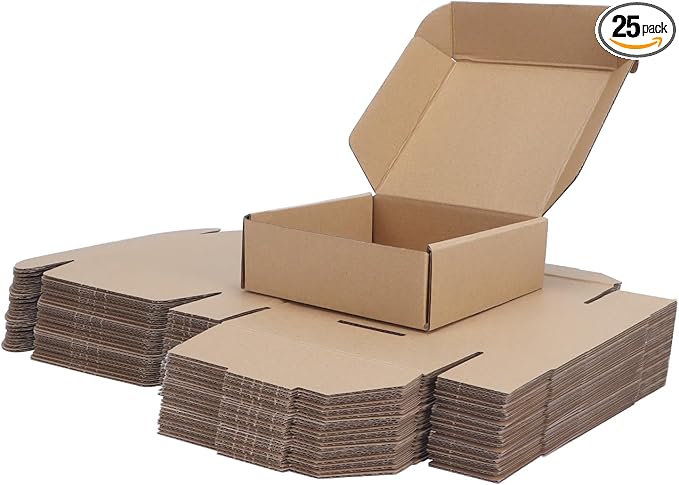 PHAREGE 6x6x2 inch Shipping Boxes Bulk 25 Pack Brown, Tab Lock Tuck Top Mailer Boxes for Packaging Small Business, Small Cardboard Gift Boxes for Wrapping Mailing Present