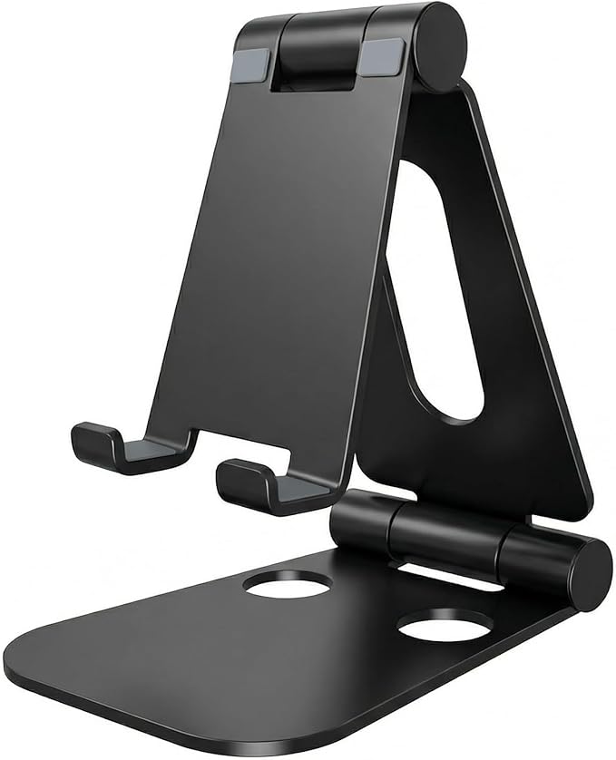 LOXP Tablet Holder Stand, Adjustable Aluminum Alloy Phone Stand, Compatible with 4-13" Tablets Such as iPad Pro 11, 9.7, 10.5, 12.9 Air Mini, Kindle, Tab, iPhone Air 17 Pro Max, Dark Black