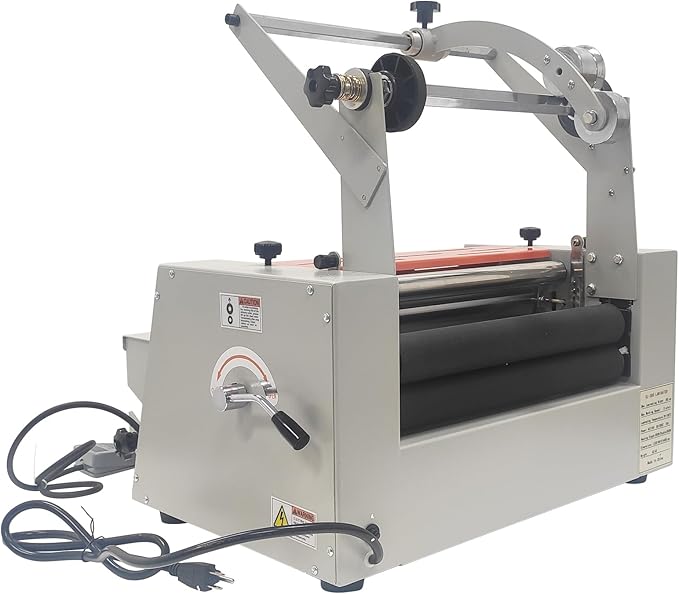 Yokoma 14.17in Electric Thermal Laminator with Steel Roller and Metal Structure, Commercial Hot/Cold Laminating Machine Paper Poster Single or Dual-Side Lamination with Toothing Cutter
