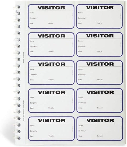 Visitor Log Book, Spiral-Bound Visitor Badges, Guest Register Book, Carbon Copy - 150 Badges